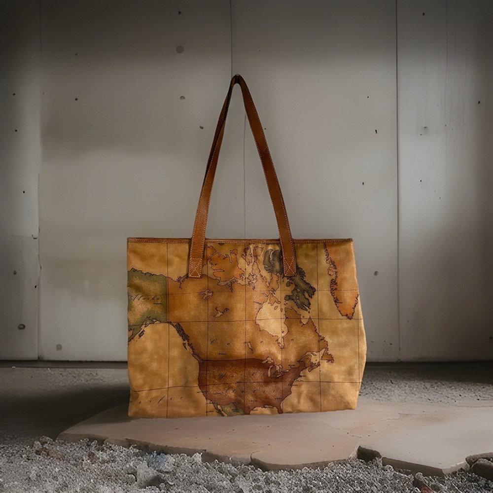 Alviero Martini 1A Classe Geo Map Tote Travel Shopper Bag Large Italy  Shoulder